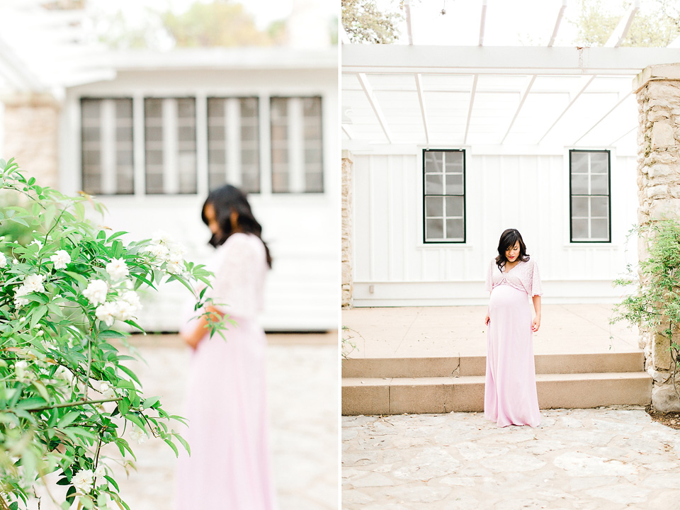 gorgeous maternity session, mother in pink dress 