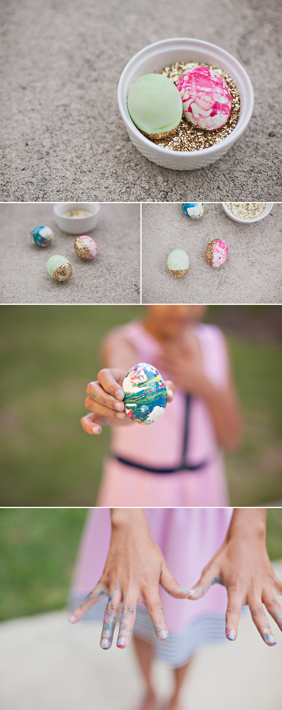 Jacksonville Child Photographer DIY Easter Eggs with Nail polish and Glitter